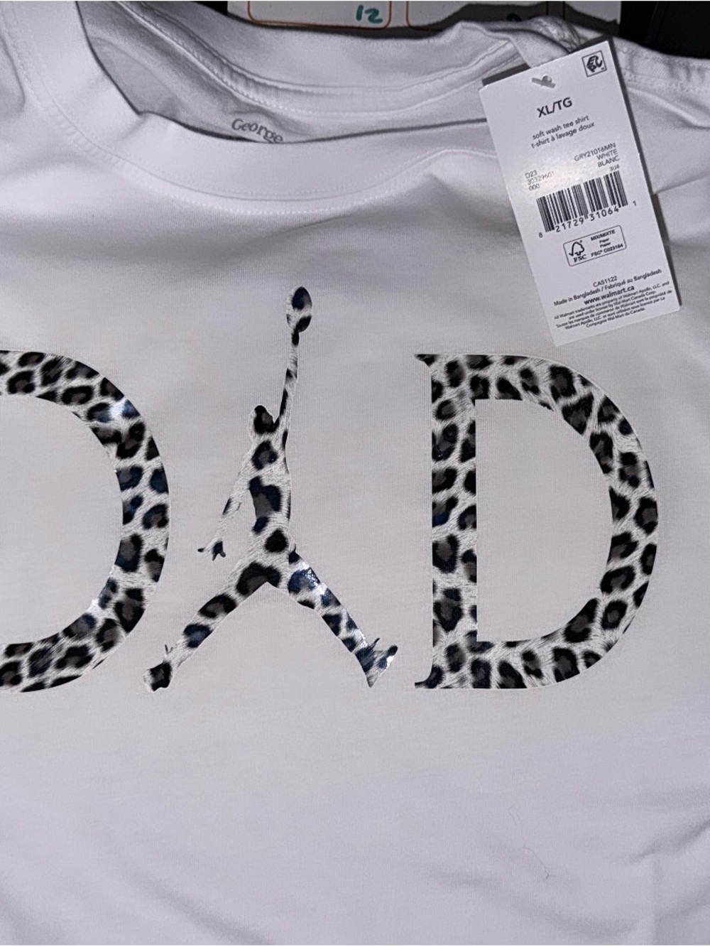 George White Tee with Leopard Print Graphic